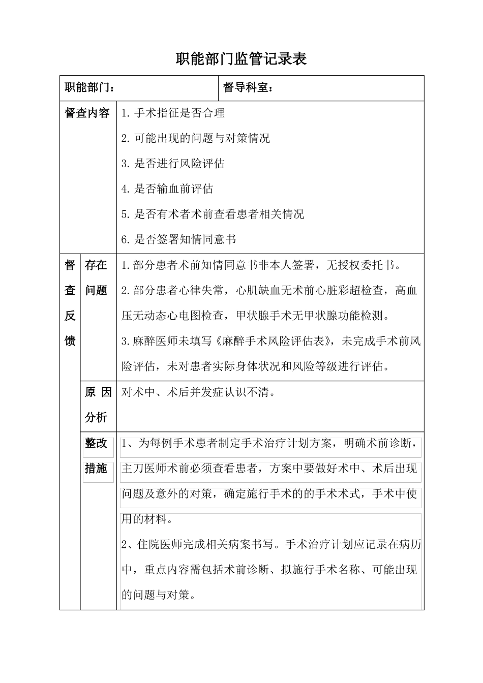 手术治疗计划督导检查记录_第1页