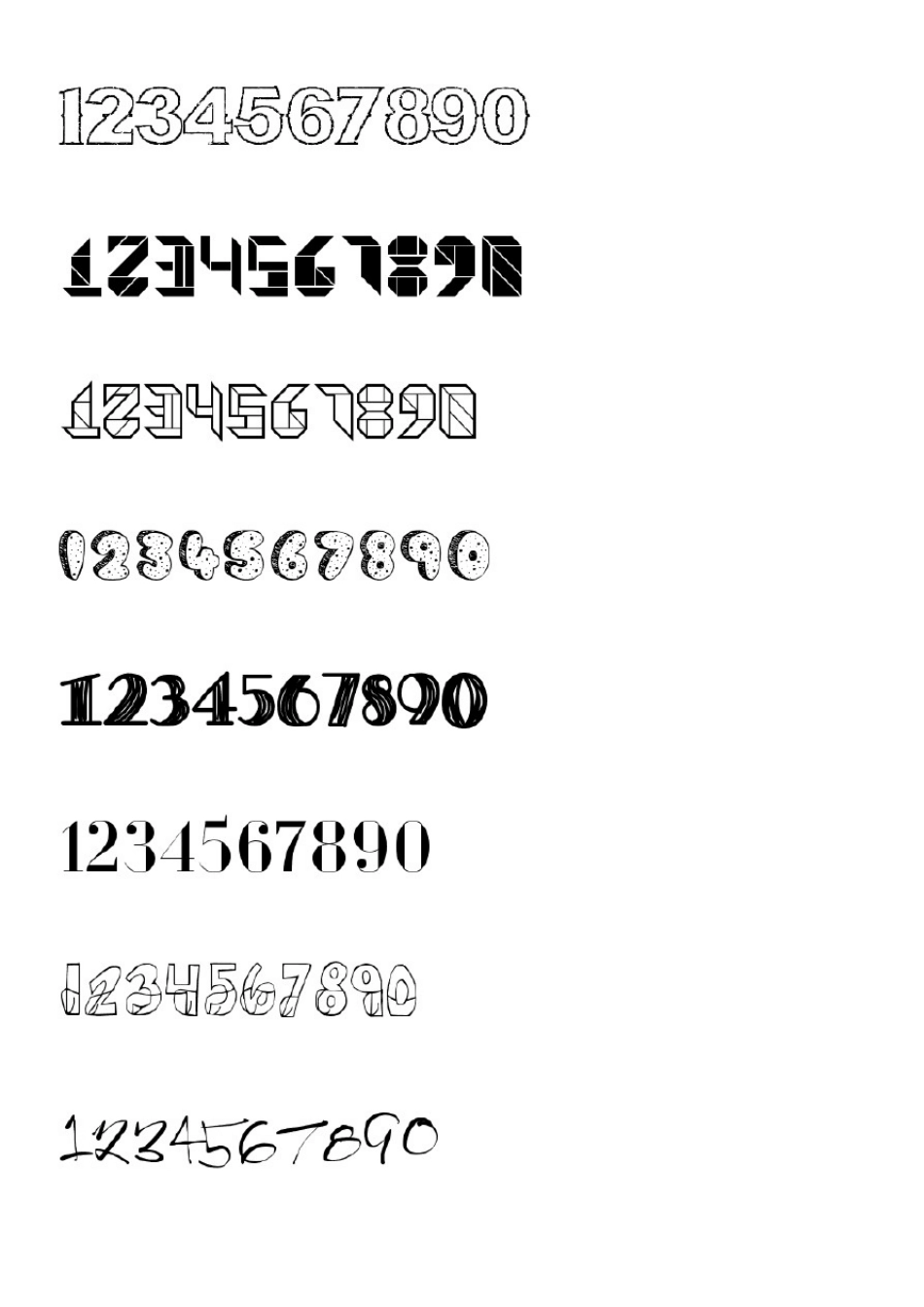 手账手写数字字体字帖_第1页
