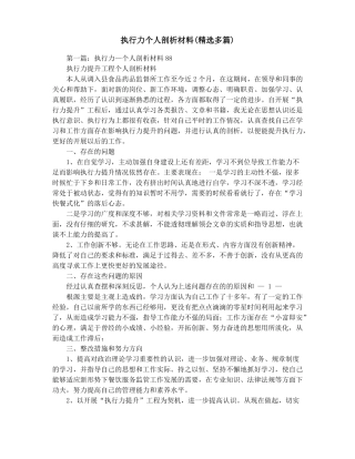 执行力个人剖析材料精选多篇