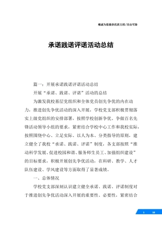 承诺践诺评诺活动总结