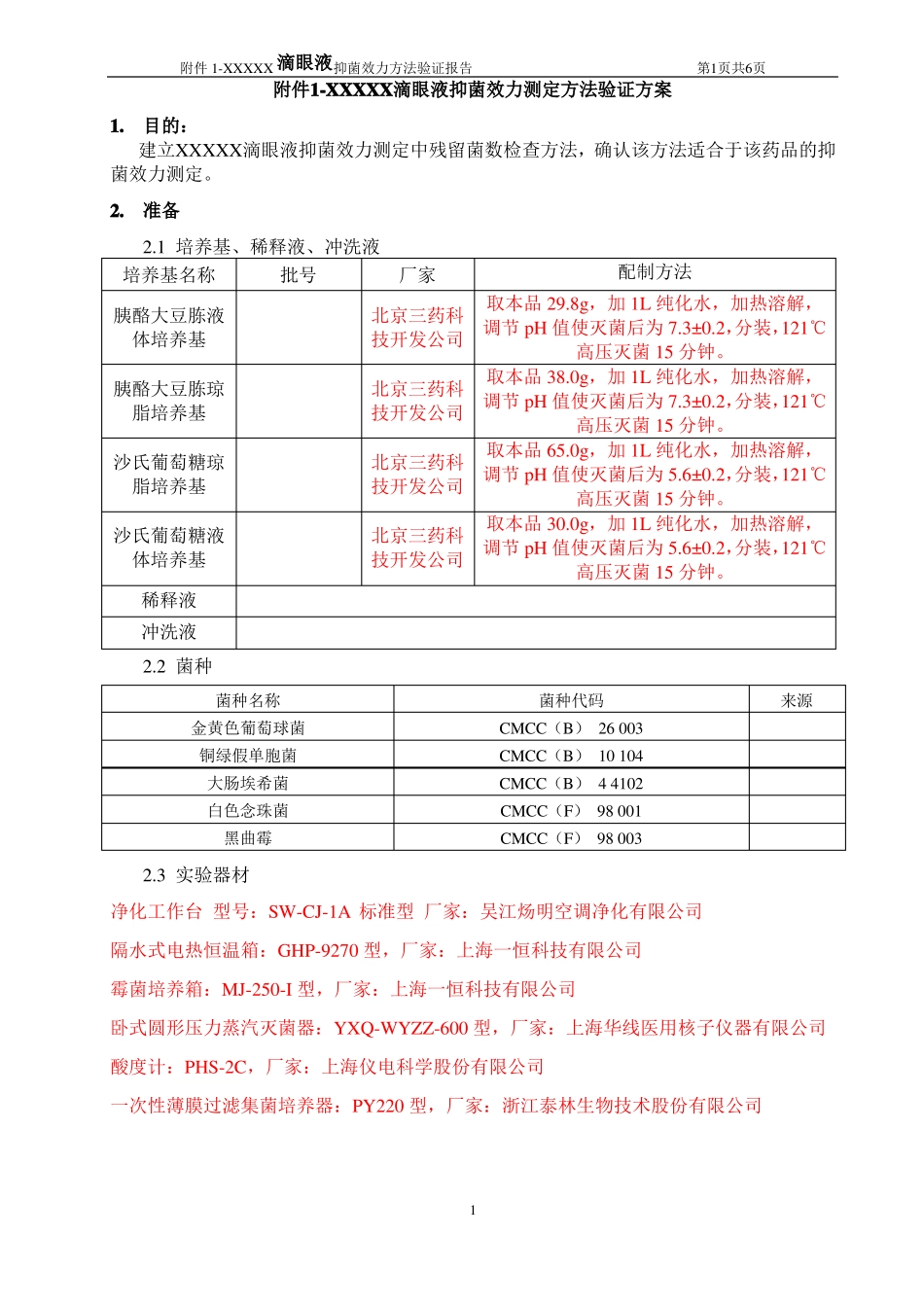 抑菌效力验证方案-模板_第1页