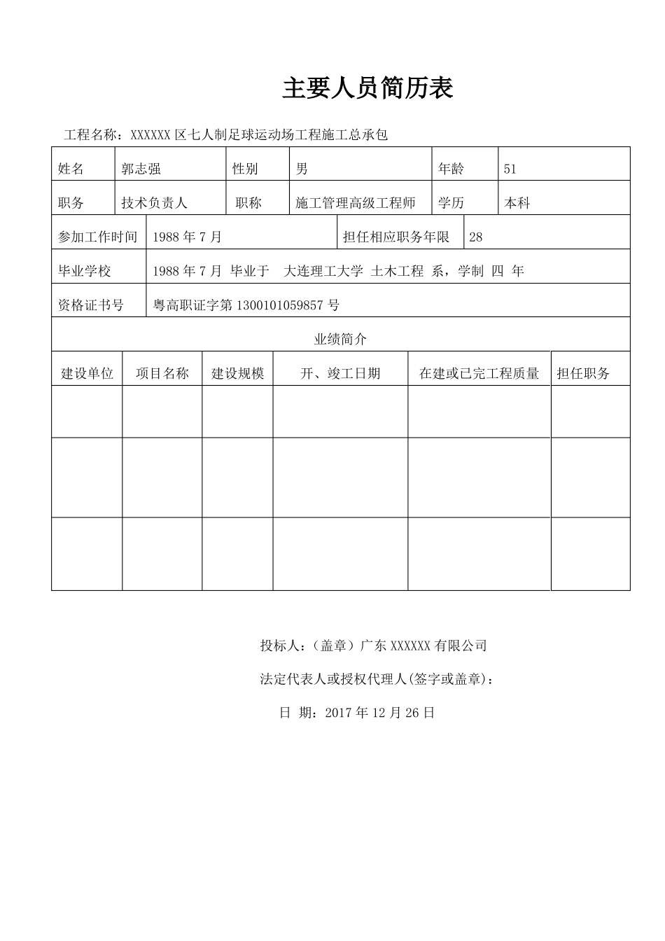 投标专用：投入主要人员汇总表、主要人员简历表_第3页