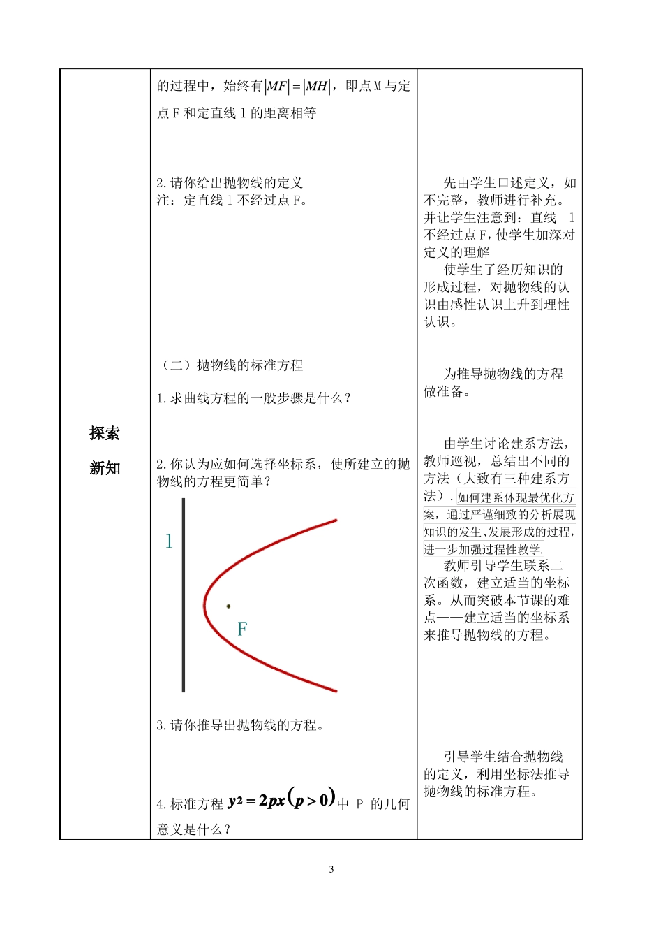 抛物线及其标准方程说课稿_第3页