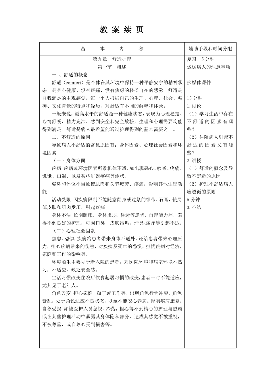 护理学基础教案舒适护理_第2页