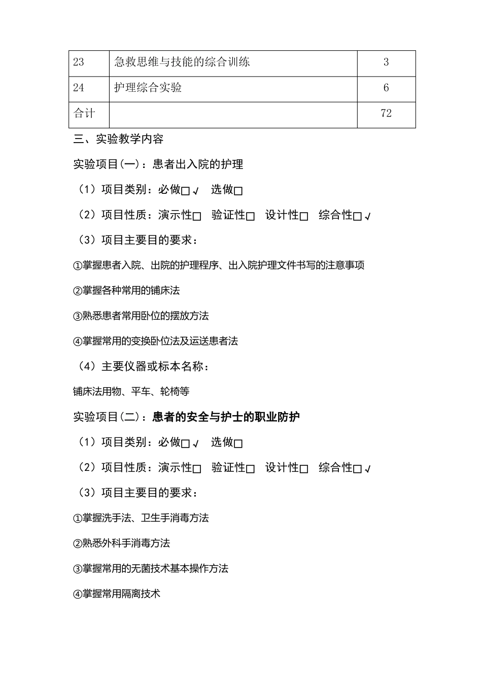 护理综合试验教学大纲_第3页