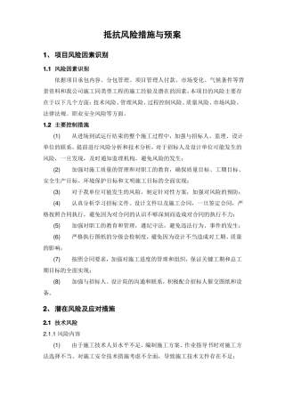 抵抗风险措施与预案