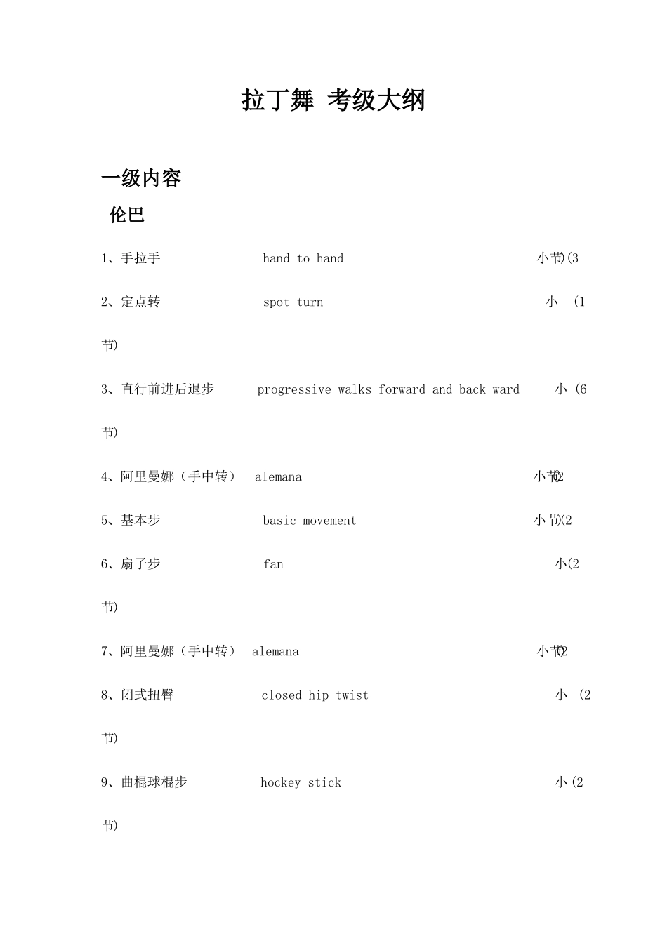 拉丁舞考级大纲_第1页