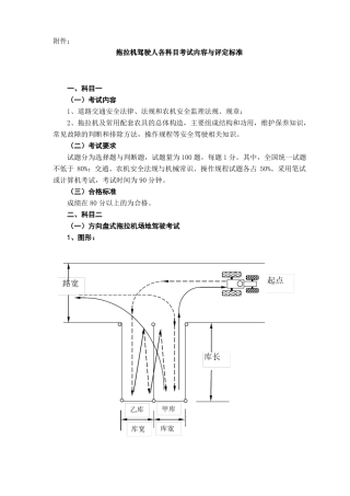 拖拉机驾驶人各科目考试内容与评定标准