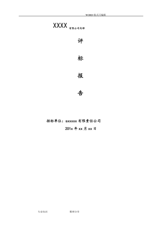 招投标内部评标报告