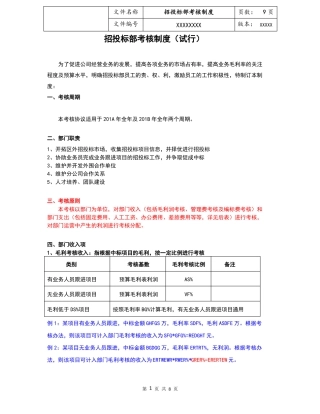 招投标部考核制度