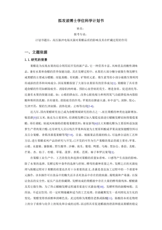 拟攻读博士学位科学计划书
