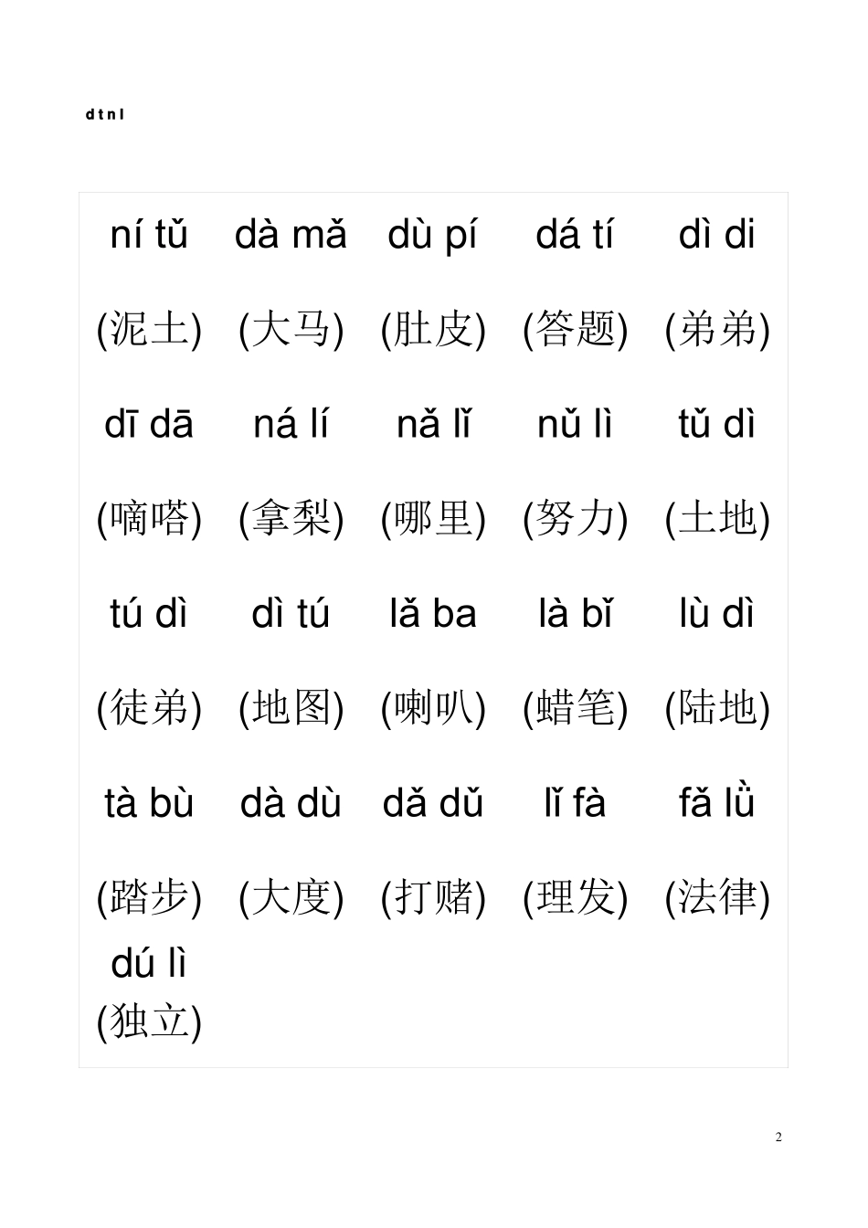 拼音音节词拼读练习打印版_第2页