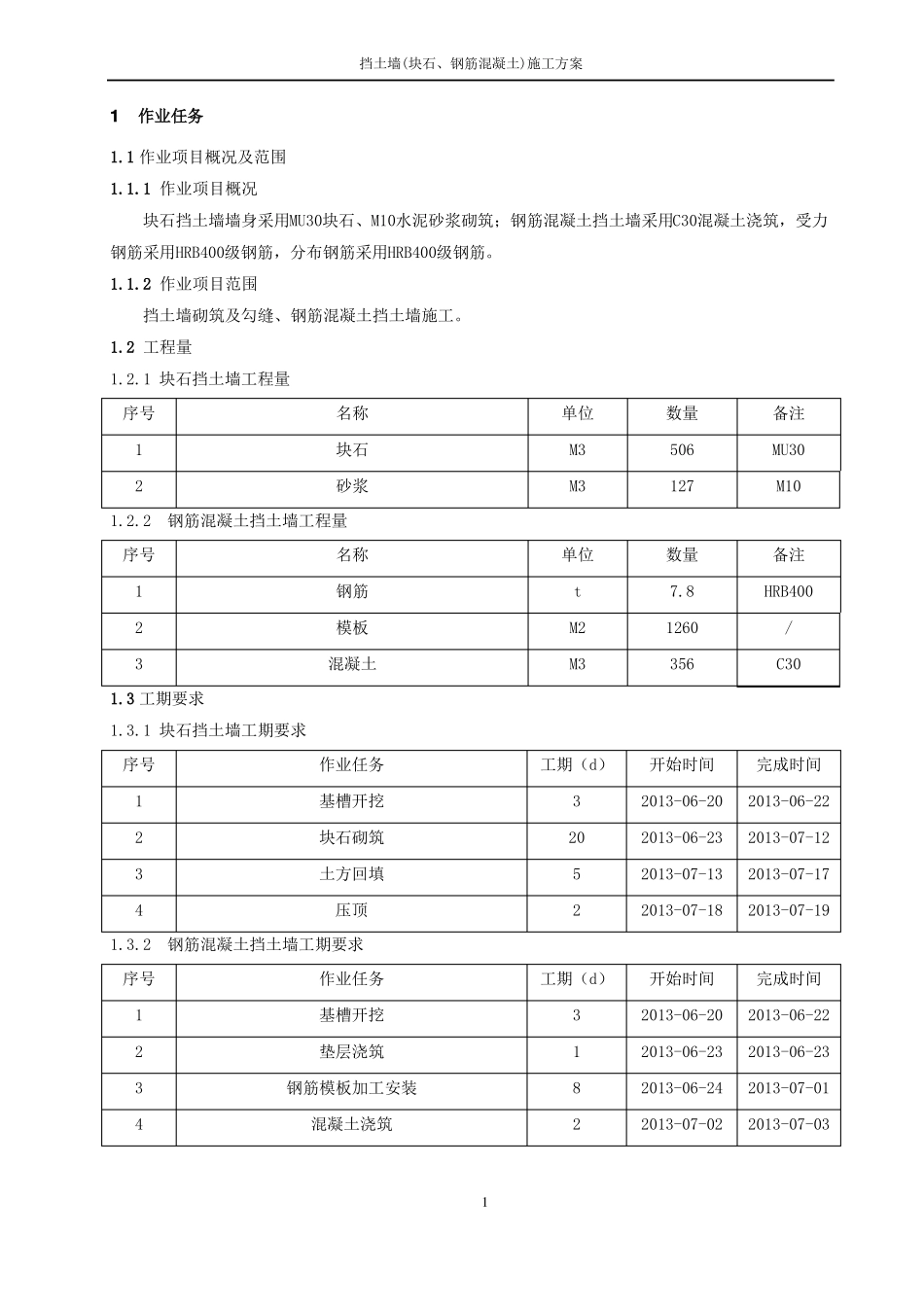 挡土墙块石、钢筋混凝土施工方案_第3页