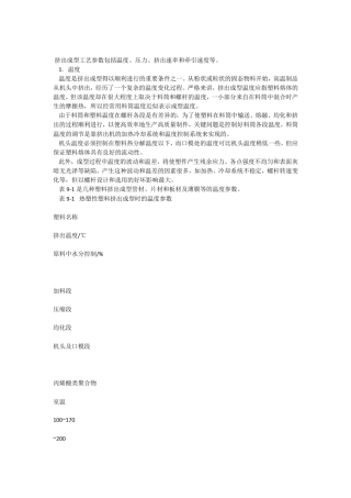 挤出成型工艺参数包括温度