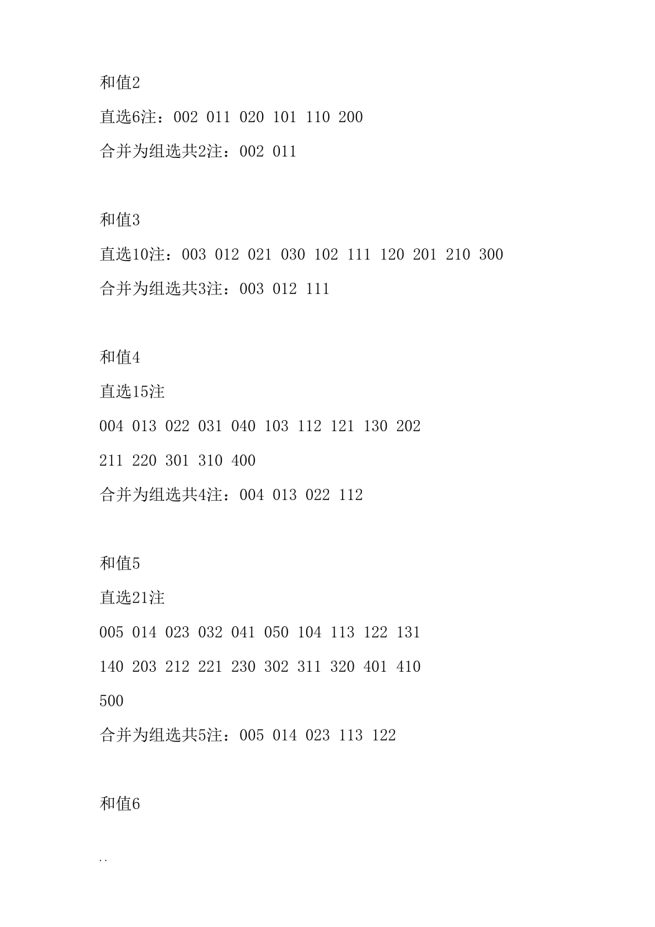 排列三与值表_第3页