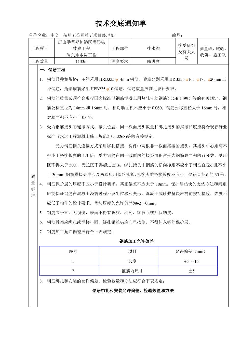排水沟钢筋、模板、砼技术交底_第2页