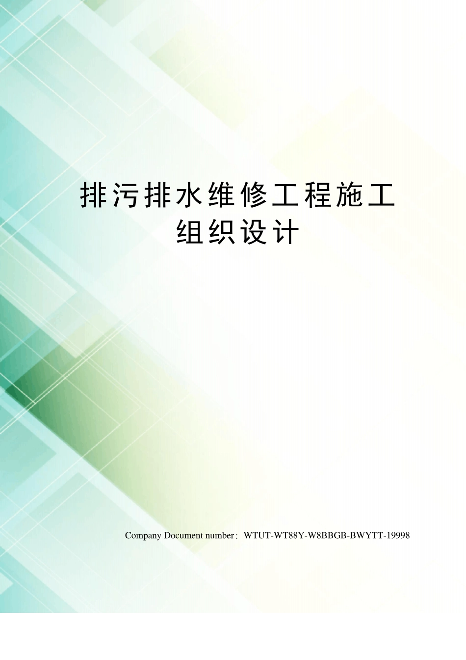 排污排水维修工程施工组织设计_第1页