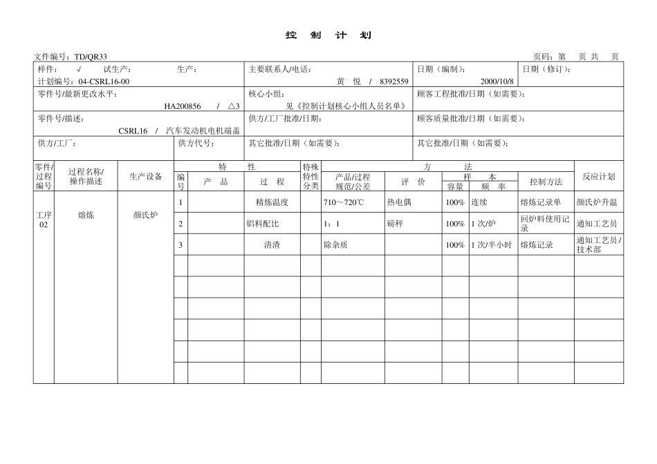 控制计划样件汇总_第2页