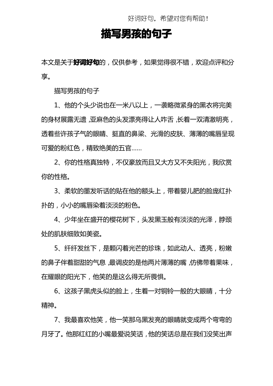 描写男孩的句子_第1页