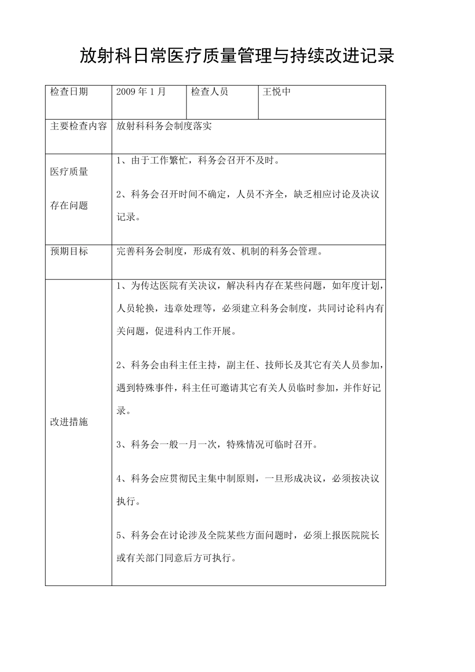 放射科医疗质量管理持续改进措施记录_第1页
