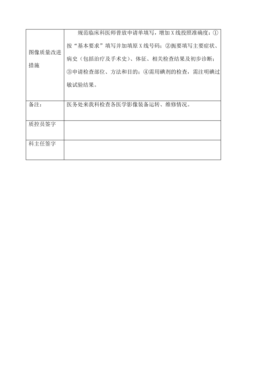 放射科医疗质量管理持续改进措施记录_第2页