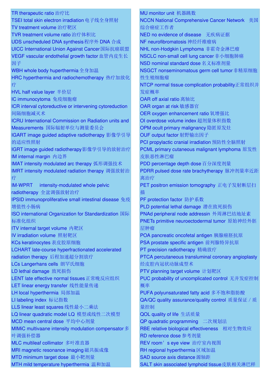放疗专业术语中英文对照表_第3页