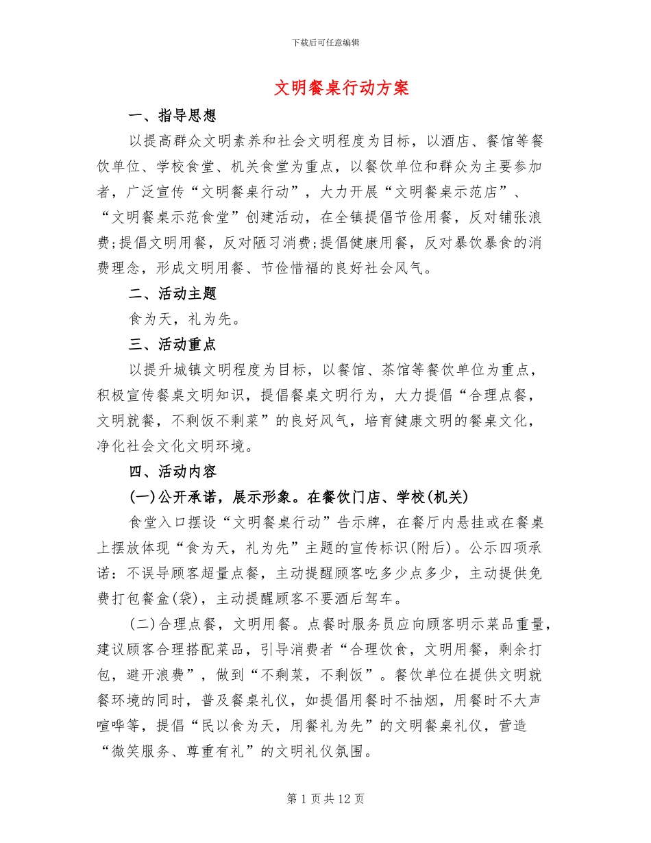 文明餐桌行动方案(4篇)_第1页