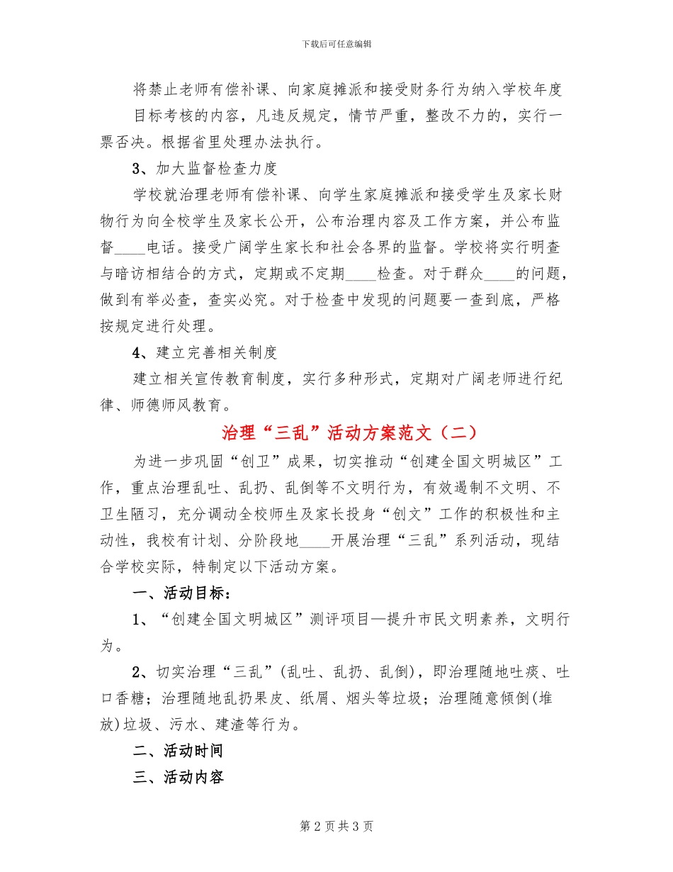 治理“三乱”活动方案范文_第2页