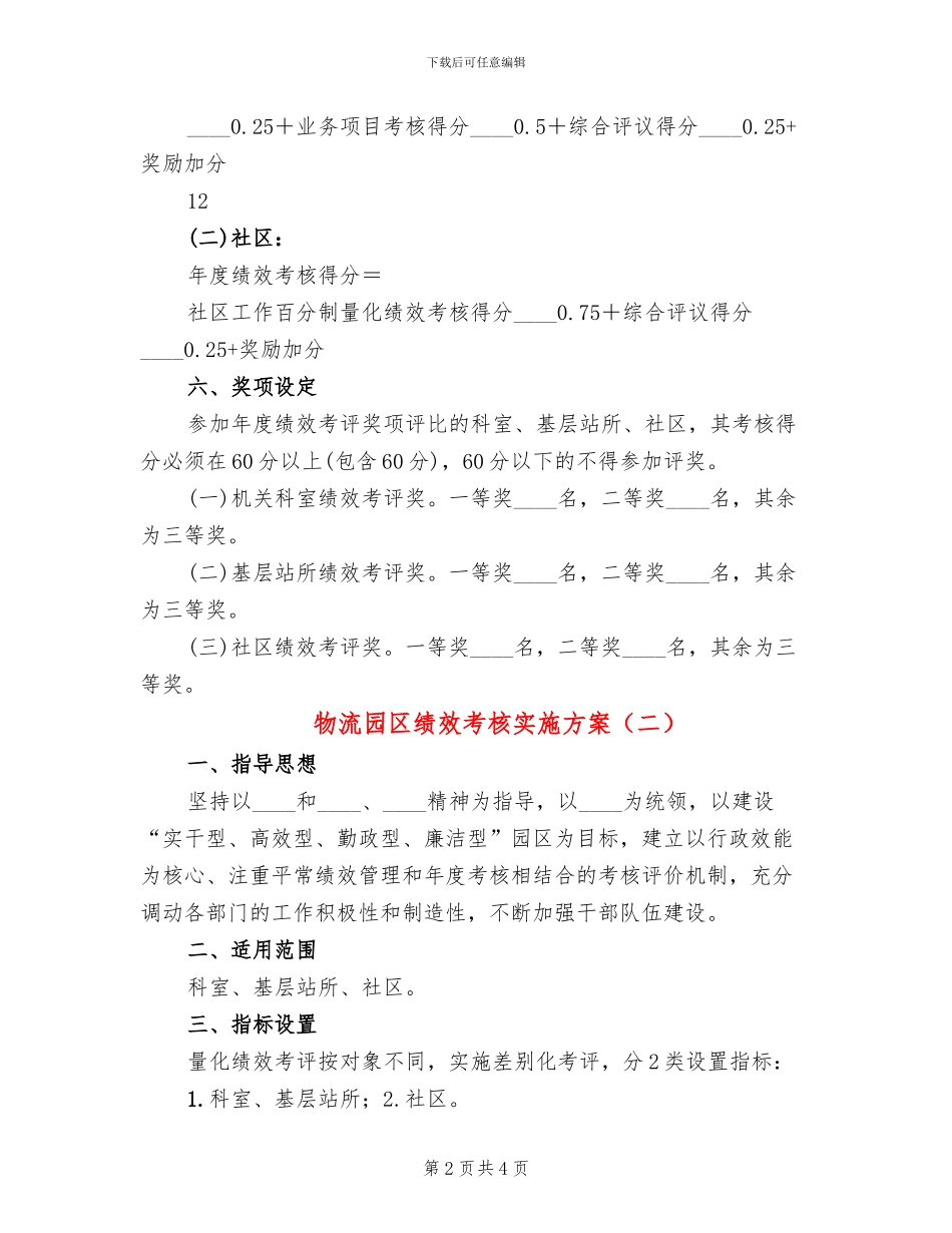 物流园区绩效考核实施方案_第2页