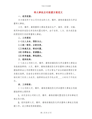 特大事故应对救援方案范文(2篇)