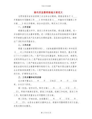 猪肉质监整顿措施方案范文