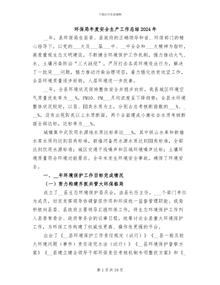 环保局年度安全生产工作总结2024年