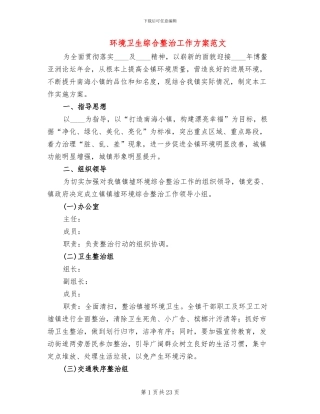 环境卫生综合整治工作方案范文