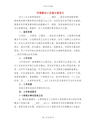 环境整治工实施方案范文
