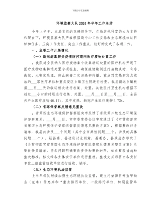 环境监察大队2024年半年工作总结