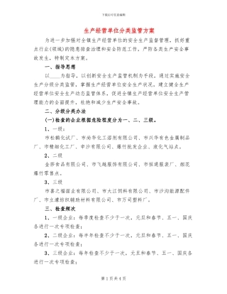 生产经营单位分类监管方案