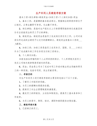 生产车间人员绩效考核方案