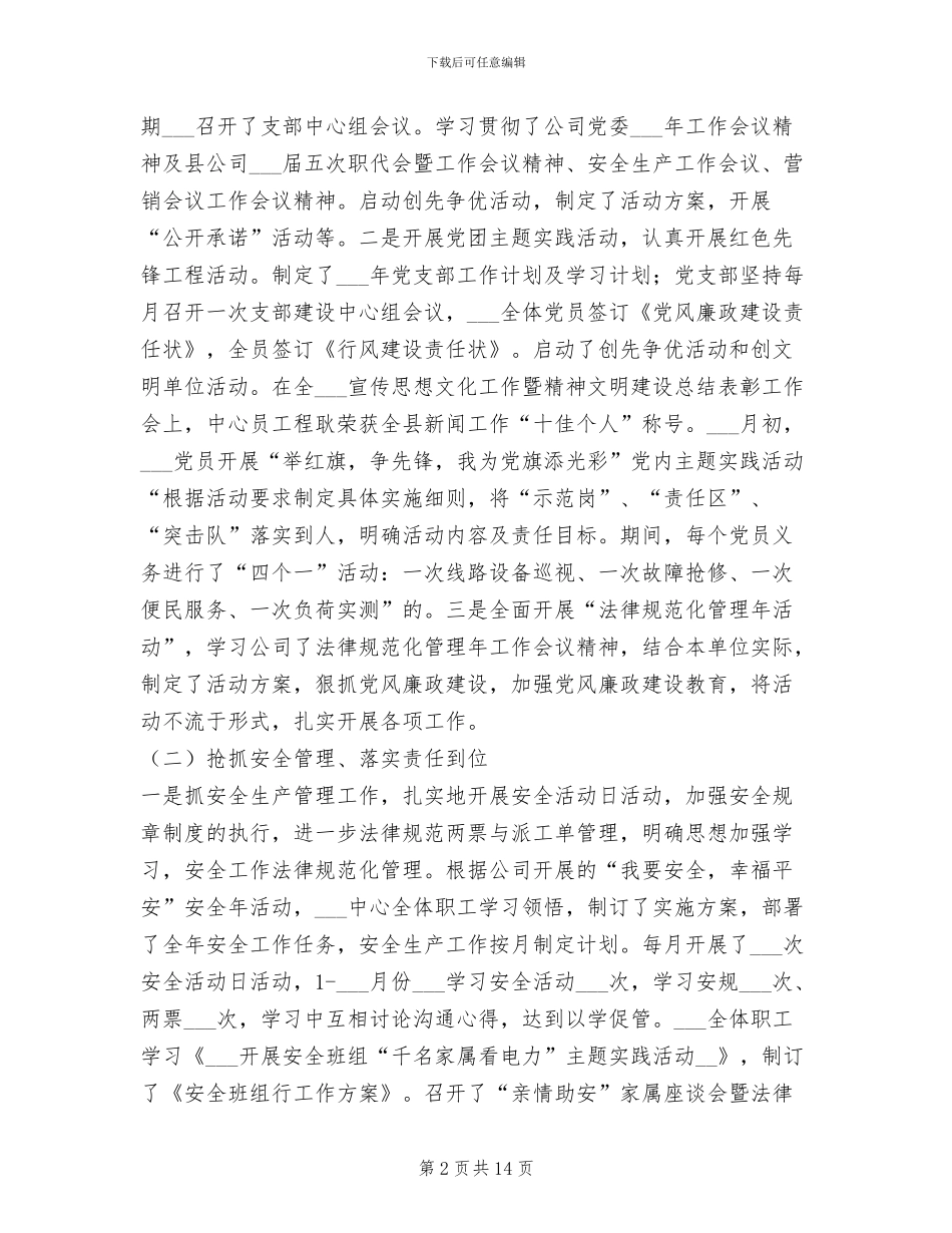 电力公司客户服务分中心2024年工作总结_第2页