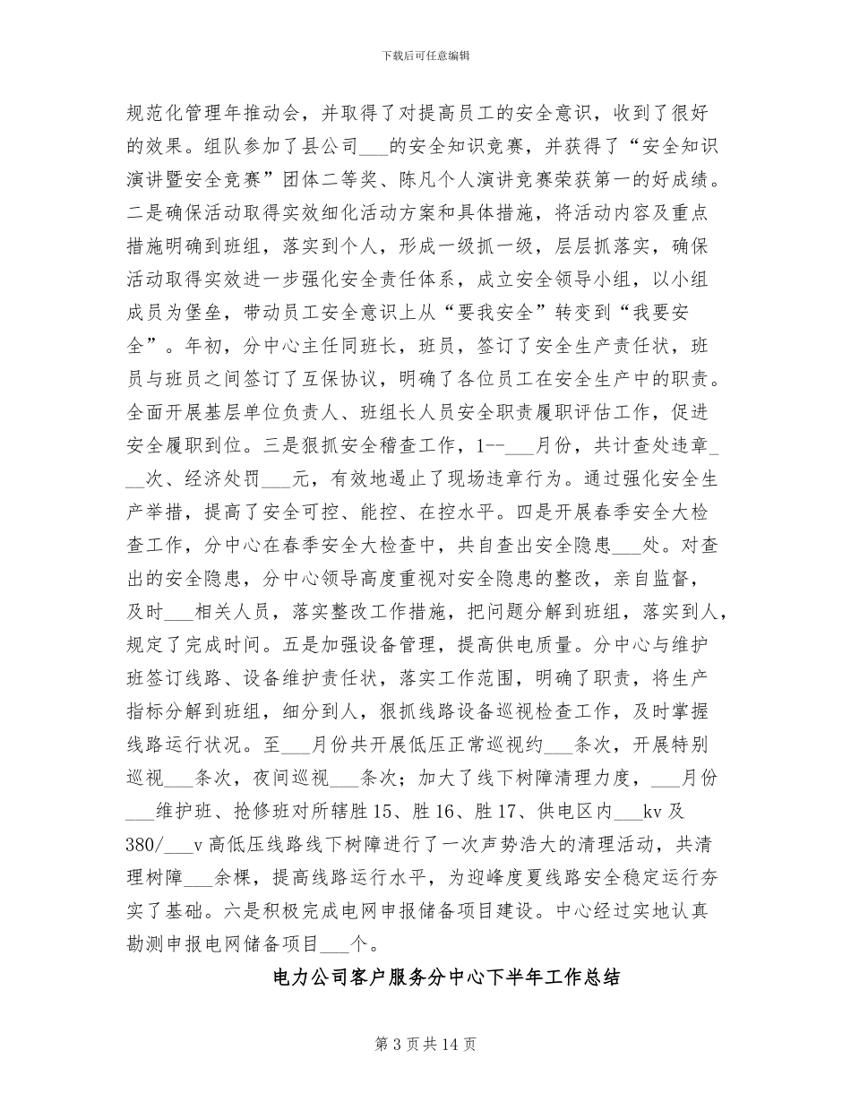 电力公司客户服务分中心2024年工作总结_第3页