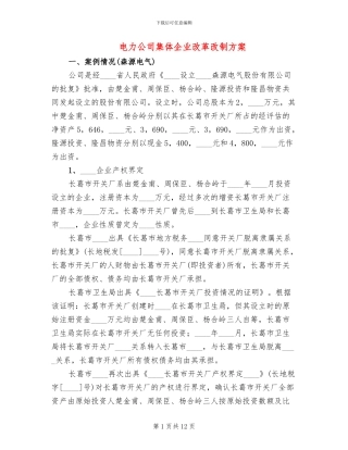 电力公司集体企业改革改制方案