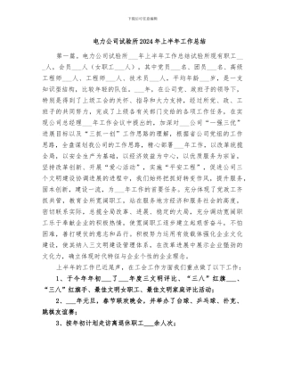 电力公司试验所2024年上半年工作总结
