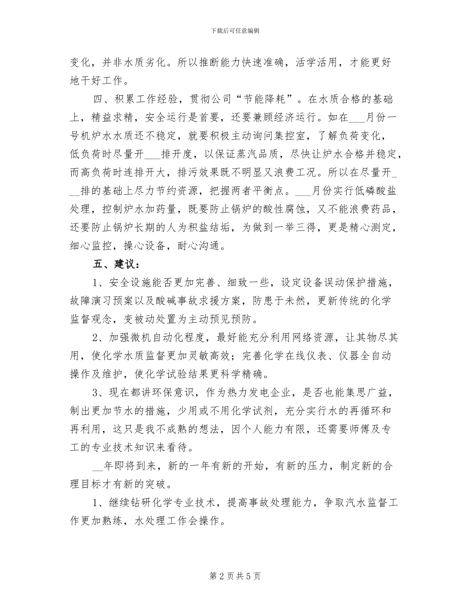 电厂2024个人工作总结_第2页