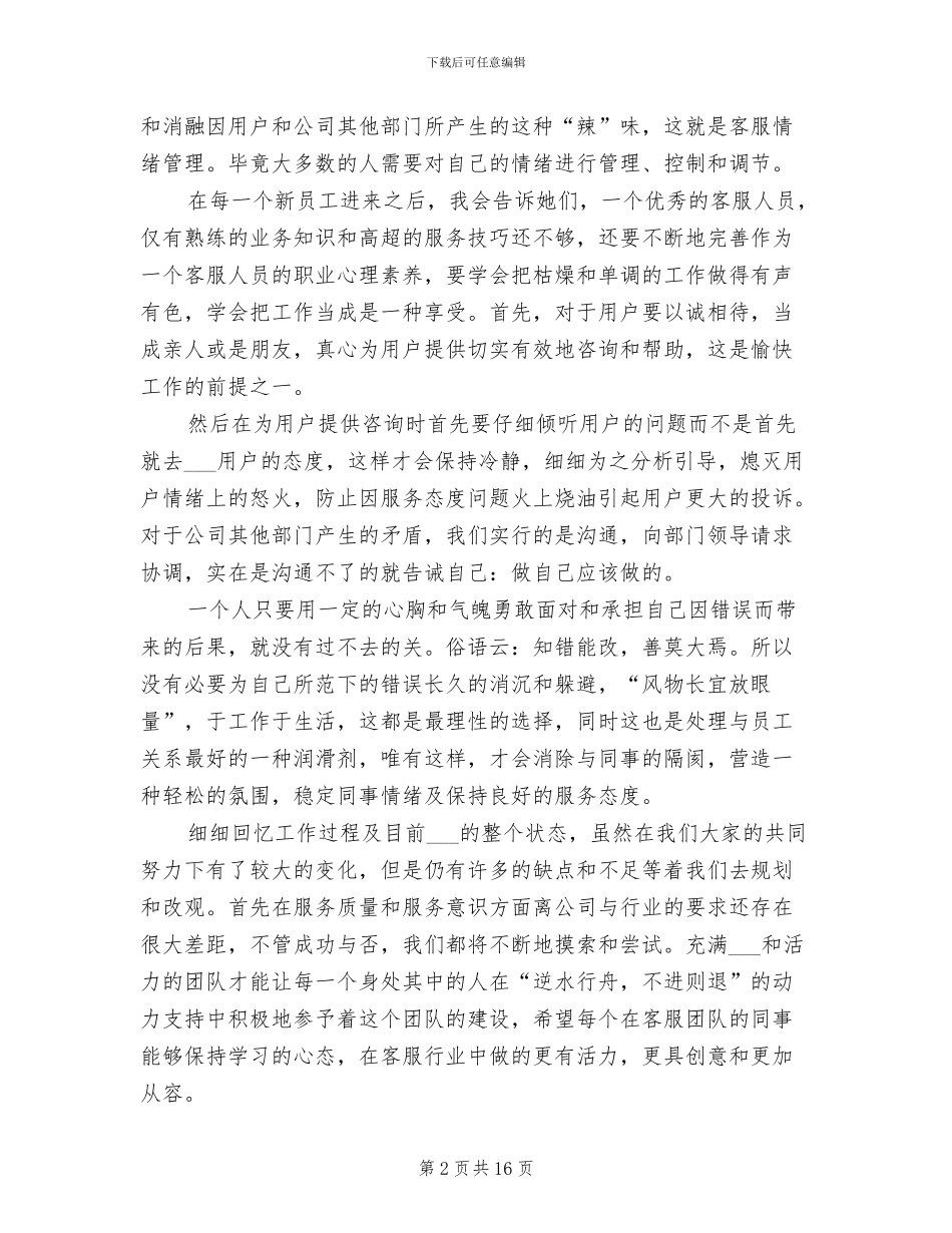 电商客服2024年终工作总结范文_第2页