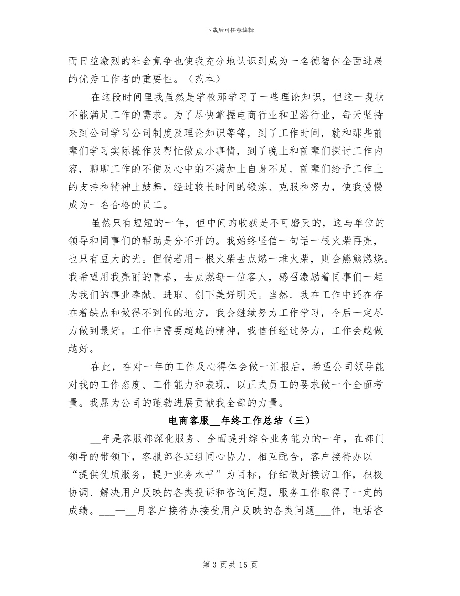 电商客服2024年终工作总结_第3页