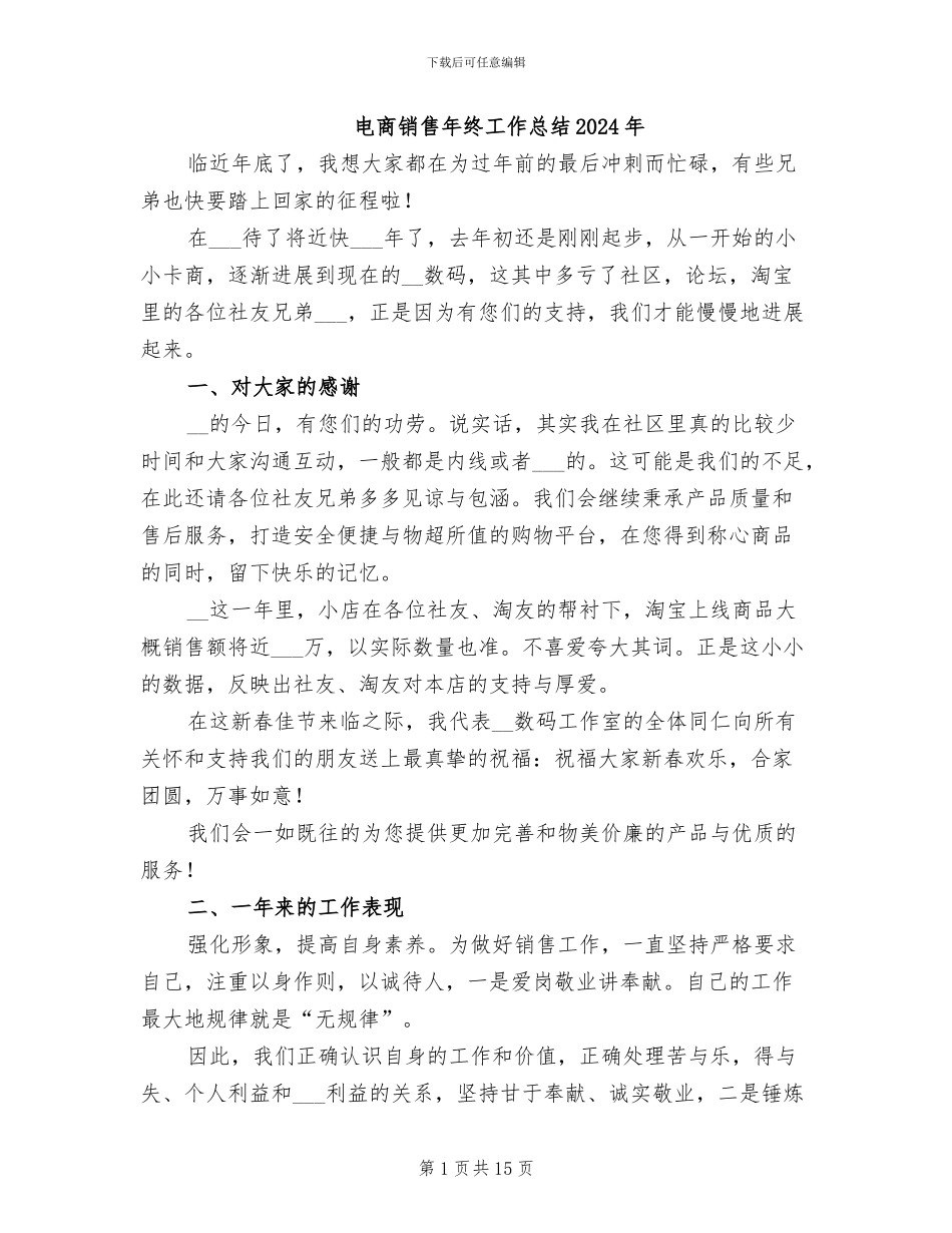 电商销售年终工作总结2024年_第1页