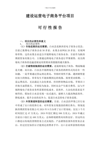 电子商务平台建设可研报告