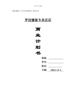 电子商务商业计划书资料