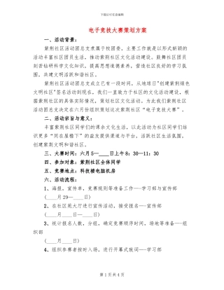 电子竞技大赛策划方案