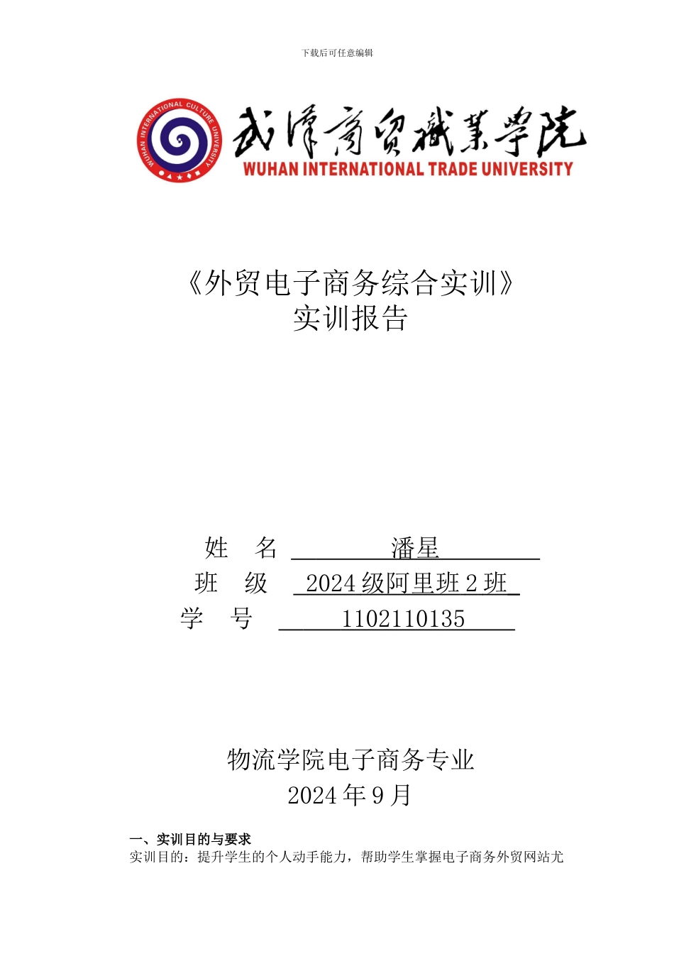 电子商务速卖通实训报告_第1页