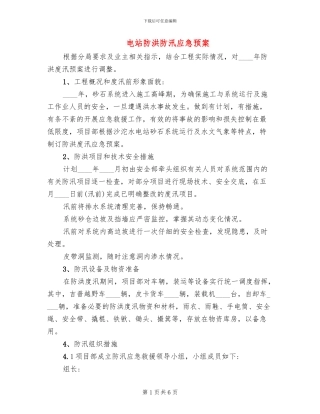 电站防洪防汛应急预案